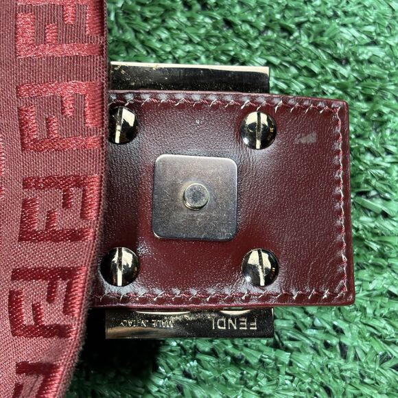 FENDI Mamma Zucchino Baguette Red Shoulder Bag Vintage Authentic Monogram Purse - Picture 5 of 13